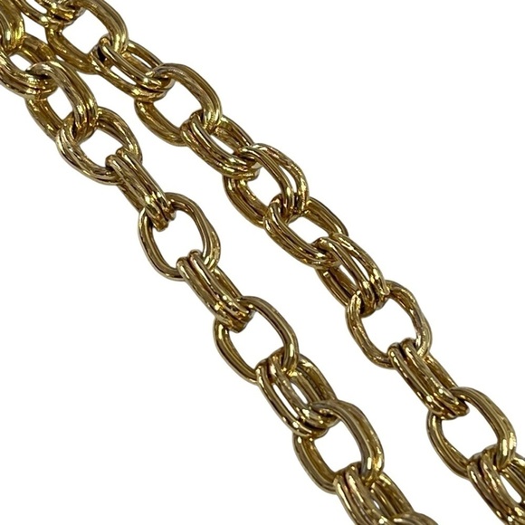 VTG MONET Gold-tone Metal Chain Black Lucite Ball Pendant Runway Necklace 16.5" - Picture 10 of 16